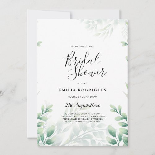 Eucalyptus BRIDAL SHOWER Greenery Gold QR Code Inv Invitation