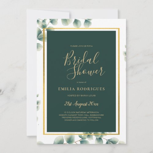 Eucalyptus BRIDAL SHOWER Greenery Gold QR Code Invitation