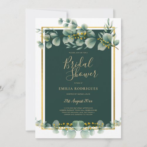 Eucalyptus BRIDAL SHOWER Greenery Gold QR Code Invitation