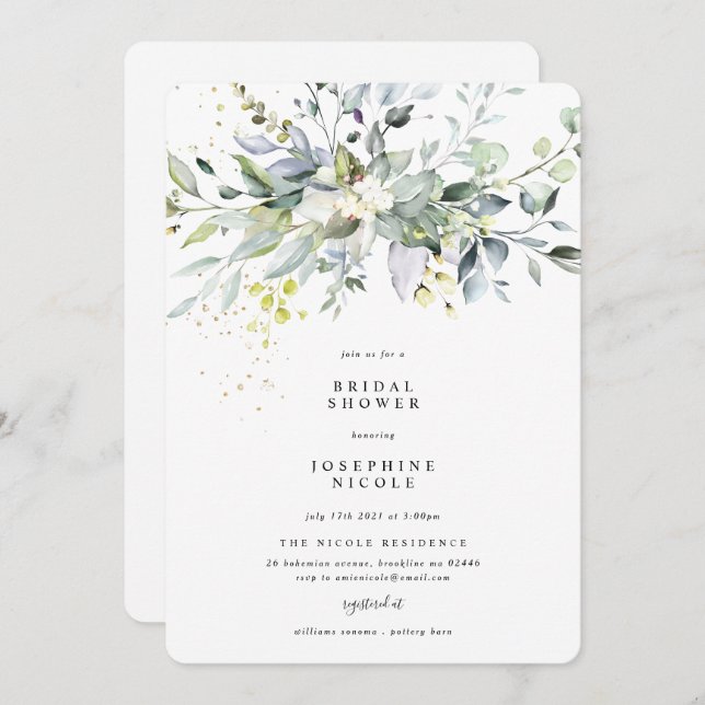 Eucalyptus Bridal Shower Invitation (Front/Back)