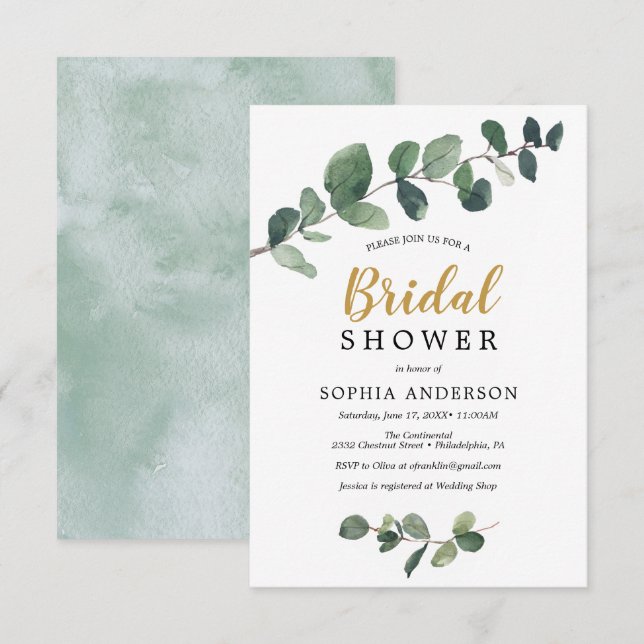Eucalyptus Bridal Shower Invitation Card (Front/Back)