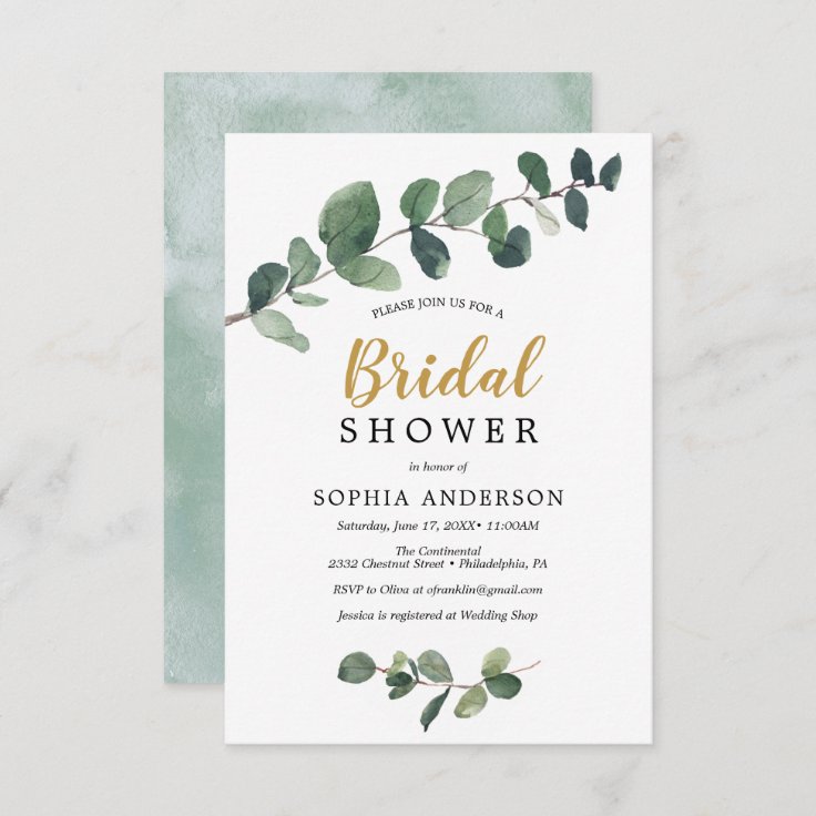 Eucalyptus Bridal Shower Invitation Card Zazzle