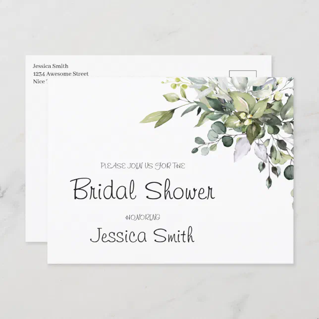 Eucalyptus Bridal Shower Invitation Postcard Zazzle