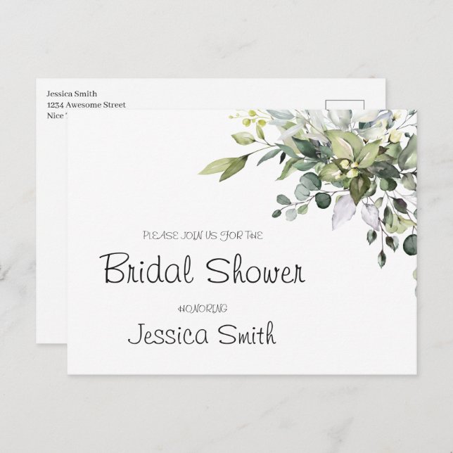 Eucalyptus Bridal Shower Invitation Postcard (Front/Back)