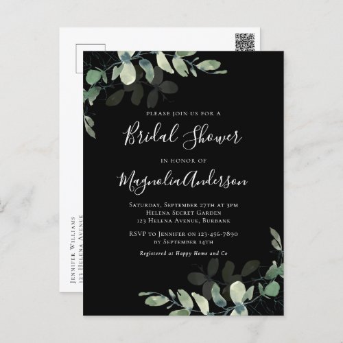 Eucalyptus Bridal Shower Invitation Postcard