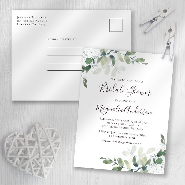 Eucalyptus Bridal Shower Invitation Postcard (Creator Uploaded)