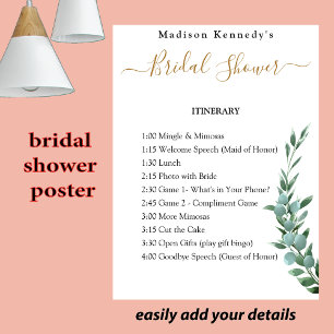 Eucalyptus 🌸 Bridal Shower Itinerary Plan Poster