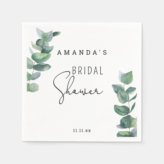 Eucalyptus - bridal shower  napkins (Front)