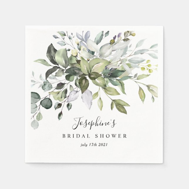 Eucalyptus Bridal Shower Paper Napkin's Napkins (Front)