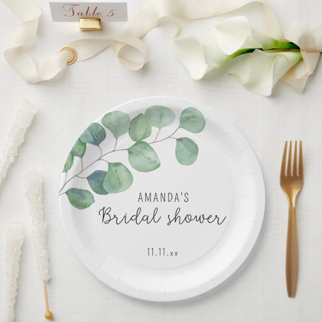 Eucalyptus - bridal shower  paper plates (Wedding)