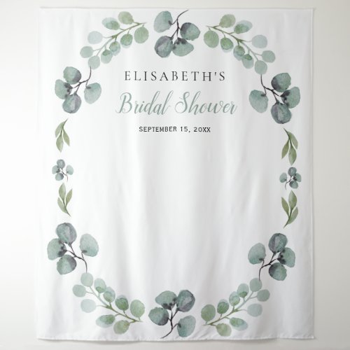 Eucalyptus bridal shower photo booth prop backdrop