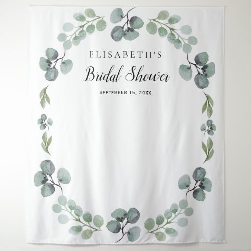 Eucalyptus bridal shower photo booth prop backdrop