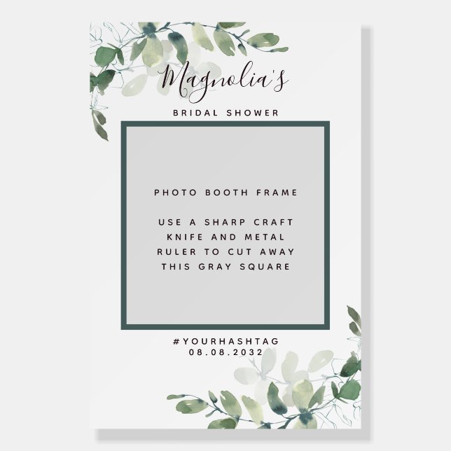 Eucalyptus Bridal Shower Photo Booth Prop Frame  Foam Board (Front)