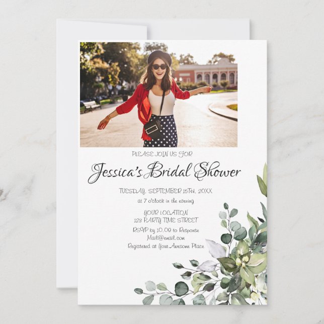 Eucalyptus Bridal Shower PHOTO Invitation (Front)