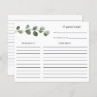 Eucalyptus Bridal Shower Recipe card