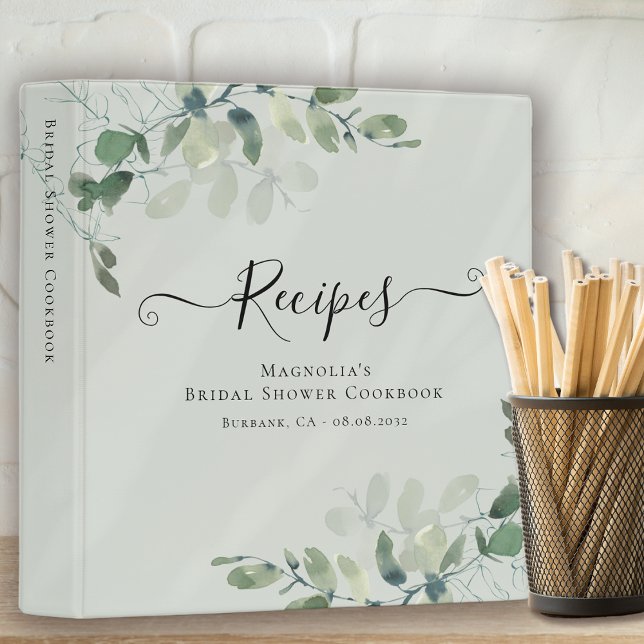 Eucalyptus Bridal Shower Recipe Cookbook 3 Ring Binder (Creator Uploaded)