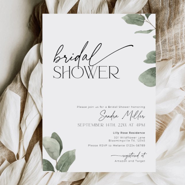 Eucalyptus Bridal Shower Sage Green Invitation (Creator Uploaded)