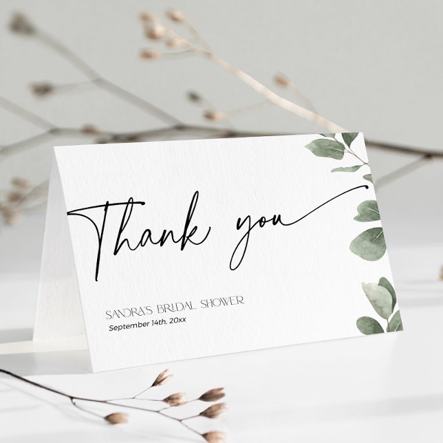 Eucalyptus Bridal Shower Sage Green Thank You Card (Creator Uploaded)