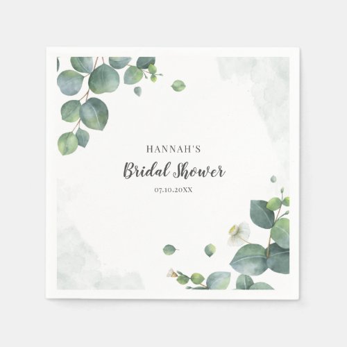 Eucalyptus Bridal Shower Script Paper Napkins