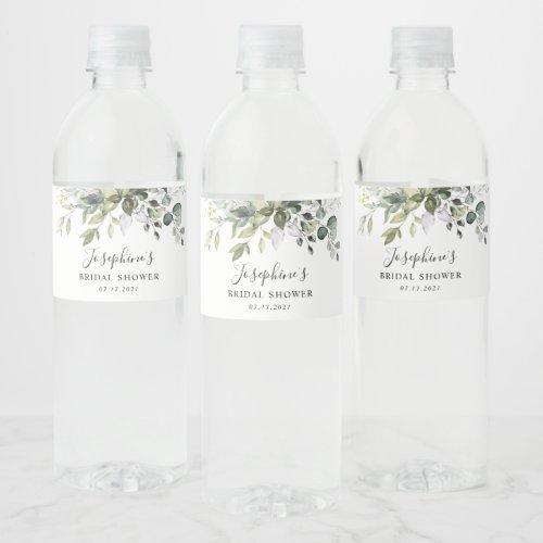 Eucalyptus Bridal Shower Water Bottle Label