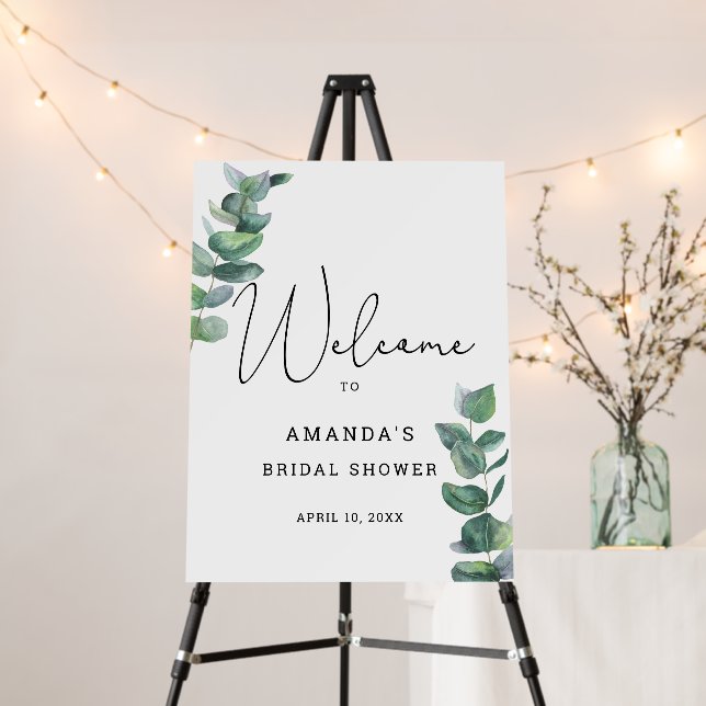 Eucalyptus - Bridal Shower Welcome Sign (In Situ (Stand))