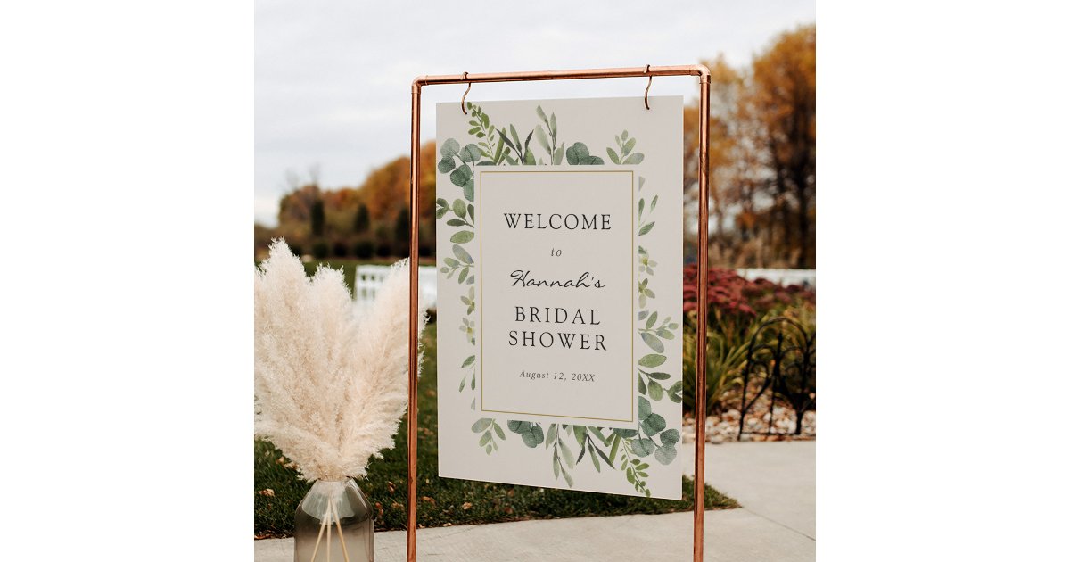 Eucalyptus Bridal Shower Welcome Sign | Zazzle