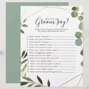 Eucalyptus Bridal Shower What did the Groom Say