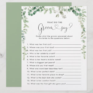 Eucalyptus Bridal Shower What did the Groom Say