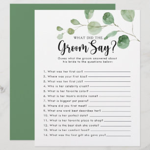 Eucalyptus Bridal Shower What did the Groom Say