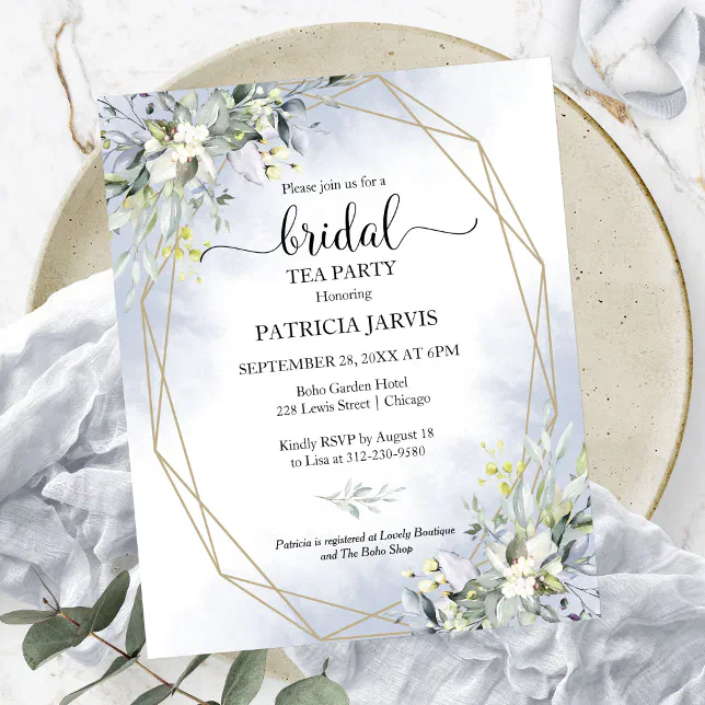 Eucalyptus Bridal Tea Party Budget Invitation | Zazzle