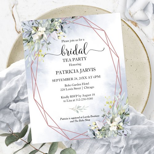  Eucalyptus Bridal Tea Party Budget Invitation