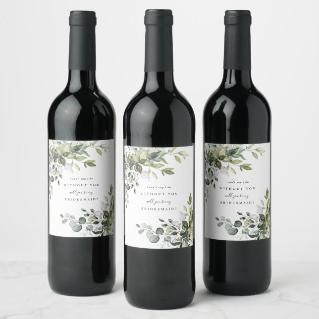 Eucalyptus Bridesmaid Proposal Labels (Bottles)
