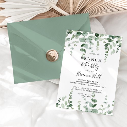 Eucalyptus Brunch and Bubbly Bridal Shower  Invitation
