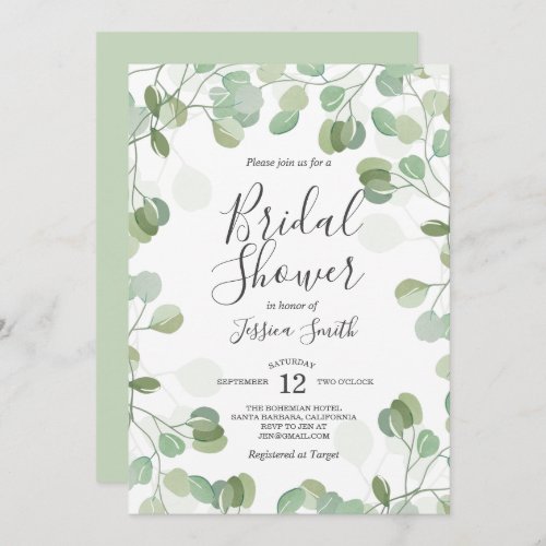 Eucalyptus Brunch Bubbly Bridal Shower invitation