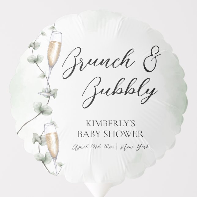 Eucalyptus Brunch Champagne Garden Baby Shower Balloon (Front)