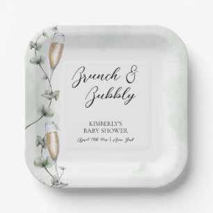 Eucalyptus Brunch Champagne Garden Baby Shower Paper Plates