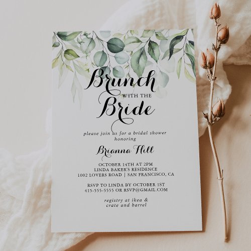 Eucalyptus Brunch with the Bride Shower  Invitation