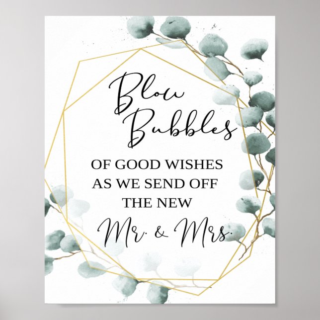 Eucalyptus Bubble Send-Off Sign | Wedding Send-Off (Front)