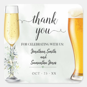 Eucalyptus bubbles and brews Thank you wedding Square Sticker