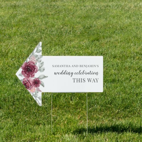 Eucalyptus Burgundy Floral Wedding Venue Sign