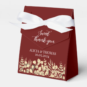 Eucalyptus Burgundy Greenery Botanical Wedding  Favor Boxes