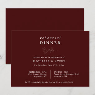 Eucalyptus Burgundy Rehearsal Dinner Invitation