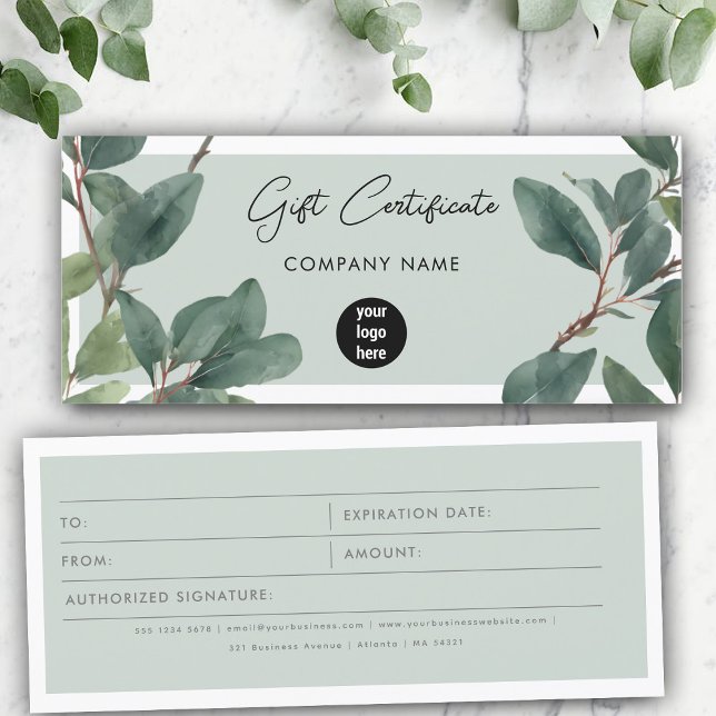 Eucalyptus Business Logo Gift Certificate Voucher (Eucalyptus Business Logo Gift Certificate Voucher)