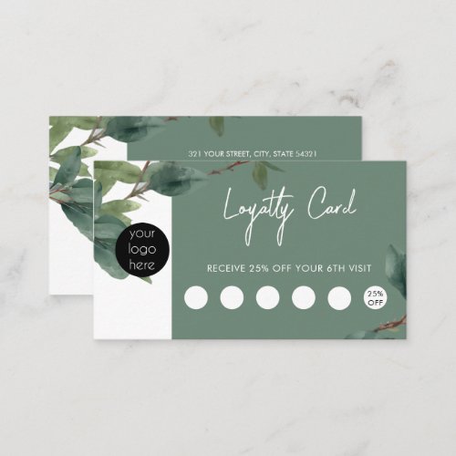 Eucalyptus Business Logo QR Code Loyalty  Business Card