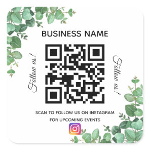 Eucalyptus business name qr code instagram square sticker