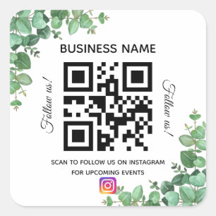 Eucalyptus business name qr code instagram square sticker