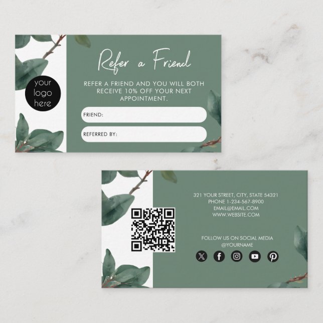 Eucalyptus Business Refer A Friend Referral Card (Front/Back)