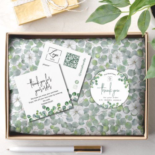 Eucalyptus Business Thank You Card Order Insert