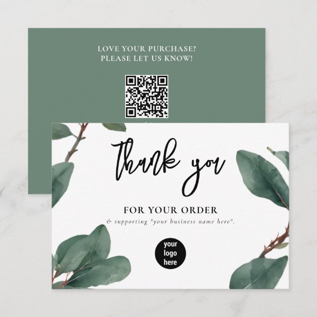 Eucalyptus Business Thank You Logo Social Media Card (Front/Back)