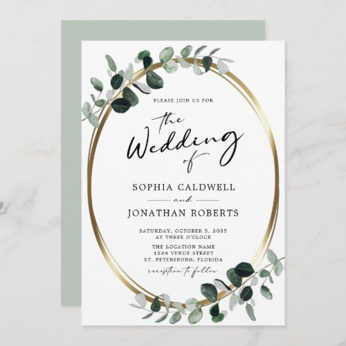 Eucalyptus Calligraphy All in One QR Code Wedding  Invitation